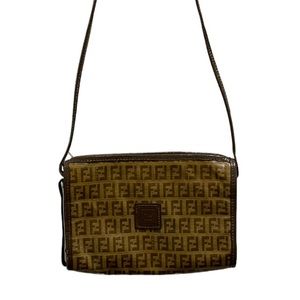 FENDI FF Zucca pattern Pochette Cross body Shoulder Bag Vinyl x Leather Brown